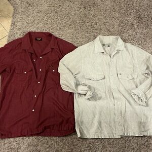 Seager Pearl Snap Button Down – Maroon and Tan Bundle